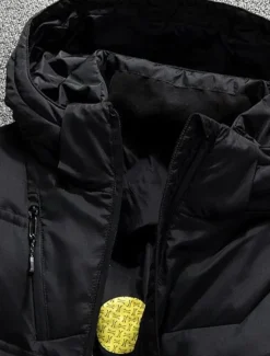 Clearance OUKU Men's Winter Coat Down Jacket Puffer Jacket Zipper Hooded Office & Career Date Casual Daily Outdoor Casual Sports Winter Solid / Plain Color Dark Grey Black Red Puffer Jacket