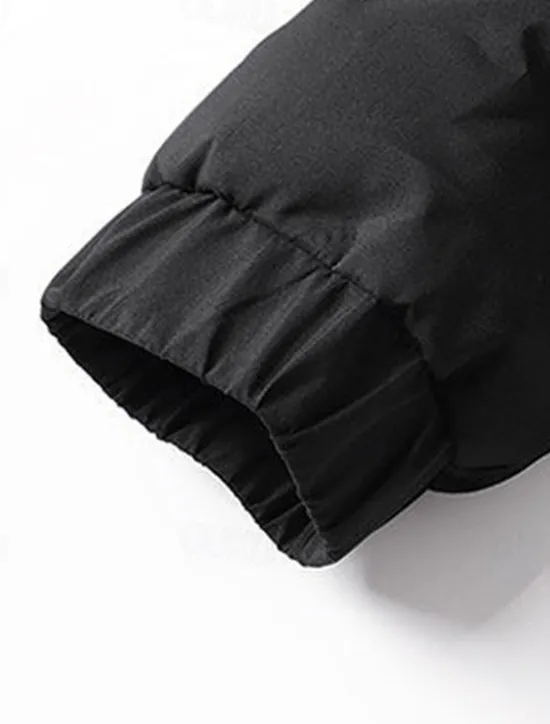Clearance OUKU Men's Winter Coat Down Jacket Zipper Pocket Duck Down Vacation Going out To-Go Outdoor Casual / Daily Winter Pure Color Black Beige Gray Puffer Jacket