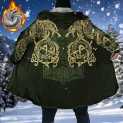 Outlet OUKU Men's Winter Coat Fleece Jacket Coat Sports & Outdoor Daily Wear Warm Breathable Zipper Pocket Fall & Winter Graphic Prints Totem Fashion Streetwear Hoodie Long Regular Fit Black Blue Purple Green