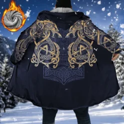 Outlet OUKU Men's Winter Coat Fleece Jacket Coat Sports & Outdoor Daily Wear Warm Breathable Zipper Pocket Fall & Winter Graphic Prints Totem Fashion Streetwear Hoodie Long Regular Fit Black Blue Purple Green