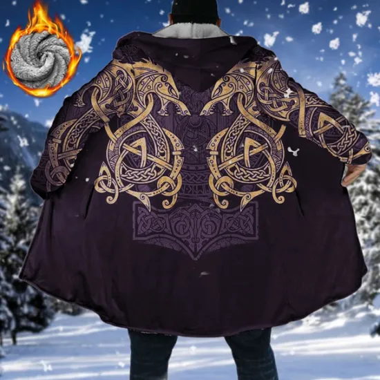 Outlet OUKU Men's Winter Coat Fleece Jacket Coat Sports & Outdoor Daily Wear Warm Breathable Zipper Pocket Fall & Winter Graphic Prints Totem Fashion Streetwear Hoodie Long Regular Fit Black Blue Purple Green