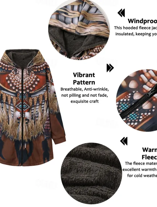 Outlet OUKU Men's Winter Coat Fleece Jacket Coat Sports & Outdoor Daily Wear Warm Breathable Zipper Pocket Fall & Winter Indian Streetwear Vintage Style Hoodie Long Regular Fit White Yellow Brown khaki Jacket