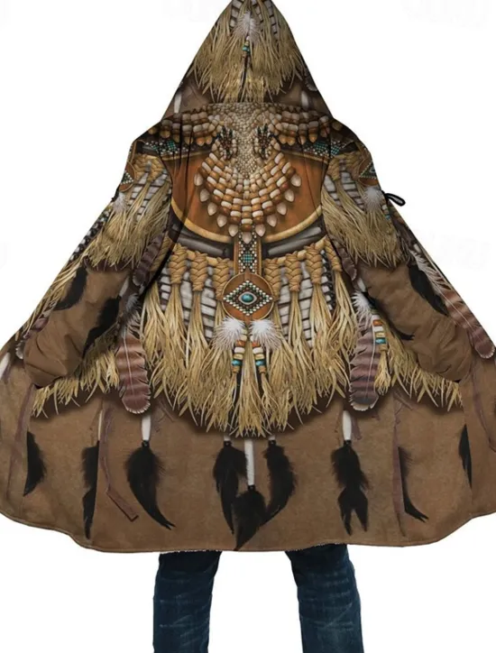 Outlet OUKU Men's Winter Coat Fleece Jacket Coat Sports & Outdoor Daily Wear Warm Breathable Zipper Pocket Fall & Winter Indian Streetwear Vintage Style Hoodie Long Regular Fit White Yellow Brown khaki Jacket