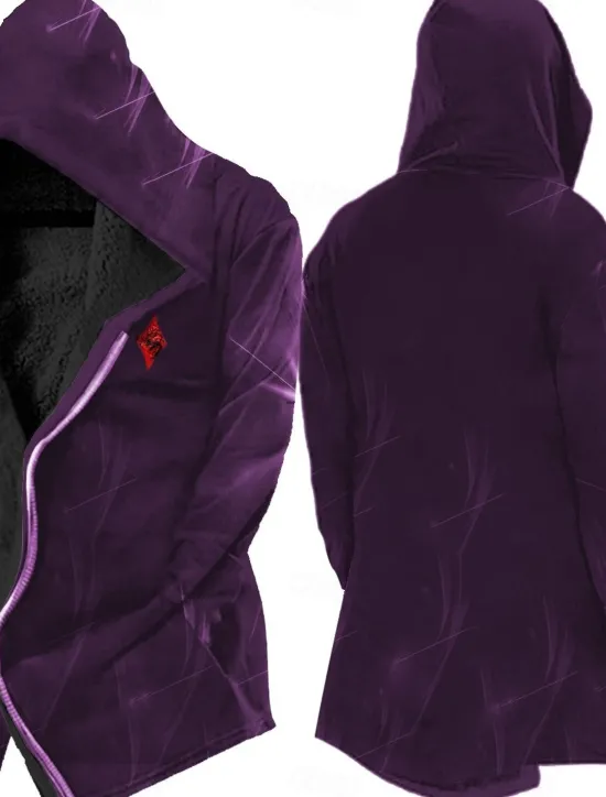 OUKU Men's Winter Coat Fleece Jacket Jacket Daily Wear Vacation Fleece Lining With Pockets Print Front Pocket Fall & Winter Graphic Prints Streetwear Sport Hoodie Regular Wine Black Yellow Blue Purple