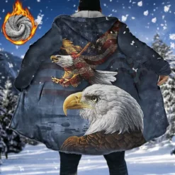 Hot OUKU Men's Winter Coat Fleece Jacket Coat Sports & Outdoor Daily Wear Warm Breathable Zipper Pocket Fall & Winter Animal Graphic Prints Fashion Streetwear Hoodie Long Regular Fit Black Red Blue Purple