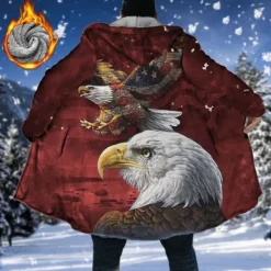 Hot OUKU Men's Winter Coat Fleece Jacket Coat Sports & Outdoor Daily Wear Warm Breathable Zipper Pocket Fall & Winter Animal Graphic Prints Fashion Streetwear Hoodie Long Regular Fit Black Red Blue Purple