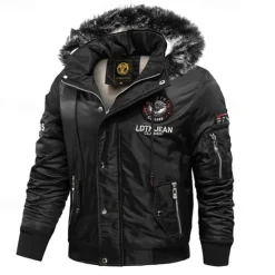 Discount OUKU Men's Winter Coat Fleece Jacket Parka Pocket Fleece Polyster Fleece lined Daily Wear Date Vacation Regular Fashion Casual Comfortable Thermal Warm Fall & Winter Letter Black Red Blue Puffer Jacket