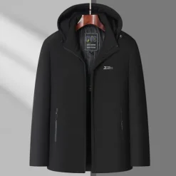 Hot OUKU Men's Winter Coat Long Winter Solid / Plain Color Casual Regular Black Dark Blue Jacket