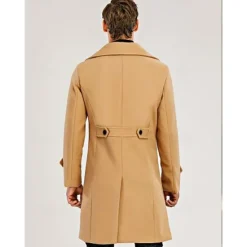 Hot OUKU Men's Winter Coat Overcoat Peacoat Trench Coat Daily Vacation Fall & Winter 95% polyester 5% cotton Thermal Warm Outerwear Clothing Apparel Fashion Classic Plain Pocket Lapel Double Breasted