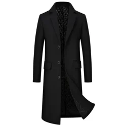 Sale OUKU Men's Winter Coat Overcoat Trench Coat Office & Career Daily Wear Winter Wool Thermal Warm Washable Outerwear Clothing Apparel Fashion Warm Ups Solid Colored Multi Pocket Turndown Single Breasted