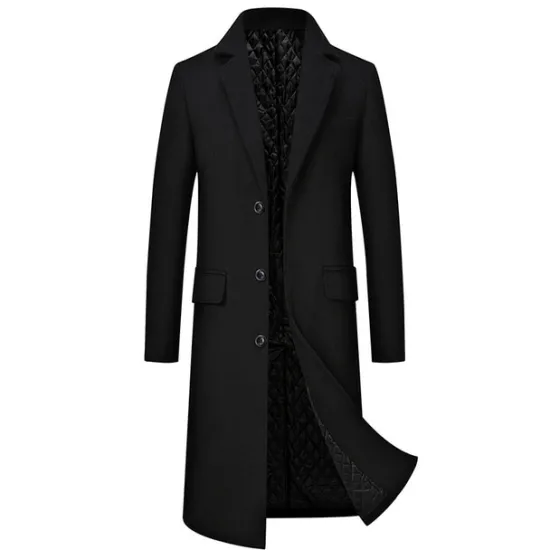 Sale OUKU Men's Winter Coat Overcoat Trench Coat Office & Career Daily Wear Winter Wool Thermal Warm Washable Outerwear Clothing Apparel Fashion Warm Ups Solid Colored Multi Pocket Turndown Single Breasted