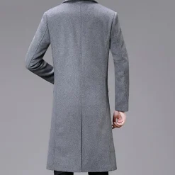 Sale OUKU Men's Winter Coat Overcoat Trench Coat Office & Career Daily Wear Winter Wool Thermal Warm Washable Outerwear Clothing Apparel Fashion Warm Ups Solid Colored Multi Pocket Turndown Single Breasted