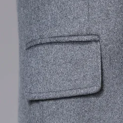Sale OUKU Men's Winter Coat Overcoat Trench Coat Office & Career Daily Wear Winter Wool Thermal Warm Washable Outerwear Clothing Apparel Fashion Warm Ups Solid Colored Multi Pocket Turndown Single Breasted