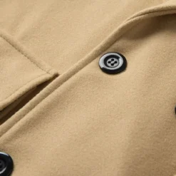 Online OUKU Men's Winter Coat Overcoat Peacoat Outdoor Daily Wear Fall & Winter Polyester Thermal Warm Waterproof Outerwear Clothing Apparel Fashion Streetwear Plain Lapel Double Breasted