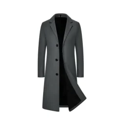 Sale OUKU Men's Winter Coat Overcoat Trench Coat Outdoor Daily Wear Fall & Winter Polyester Thermal Warm Windproof Outerwear Clothing Apparel Fashion Streetwear Plain Lapel Single Breasted