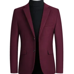 Best OUKU Men's Winter Coat Overcoat Trench Coat Daily Winter Polyester Thermal Warm Washable Outerwear Clothing Apparel Business Blazers Solid Colored Pocket Lapel Single Breasted