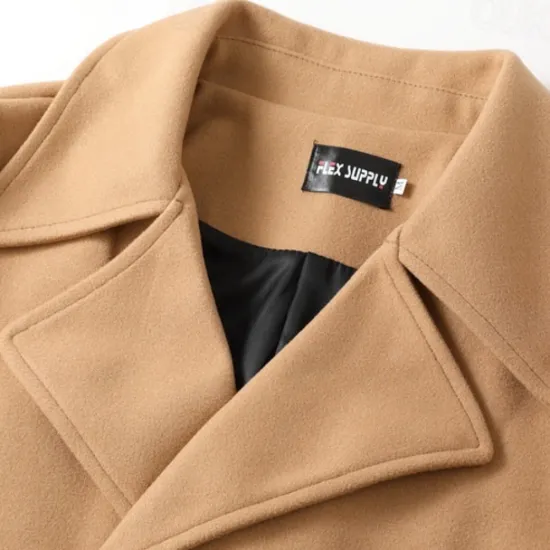Discount OUKU Men's Winter Coat Overcoat Peacoat Trench Coat Outdoor Daily Wear Fall & Winter 95% polyester 5% cotton Thermal Warm Windbreaker Outerwear Clothing Apparel Fashion Streetwear Plain Lapel Double