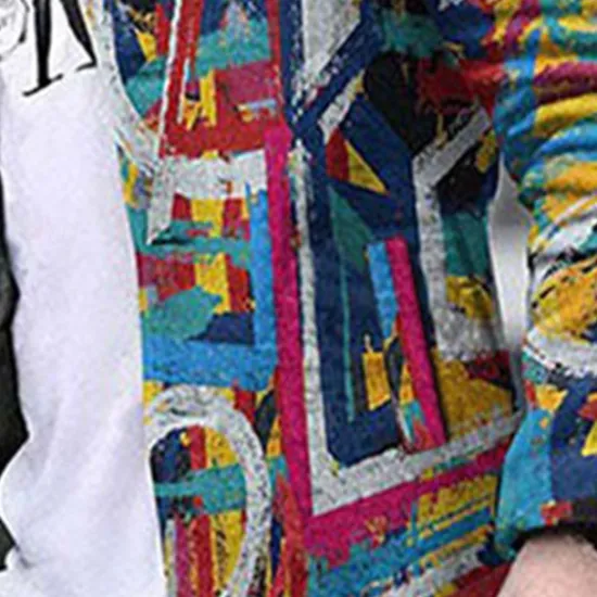 Discount OUKU Men's Winter Coat Overcoat Coat Work Wear to work Warm Breathable Pocket Print Fall & Winter Color Block Graphic Prints Fashion Streetwear Turndown Long Regular Fit Jacket Rainbow