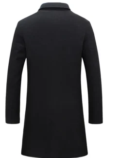 Online OUKU Men's Winter Coat Overcoat Trench Coat Short Coat Overcoat Work Business Winter Polyester Warm Outerwear Clothing Apparel Solid Colored Classic Style Notch lapel collar