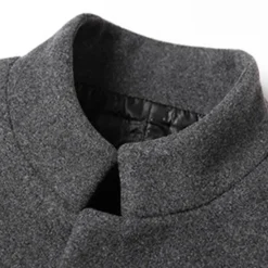 Outlet OUKU Men's Winter Coat Overcoat Trench Coat Business Daily Wear Winter POLY Thermal Warm Outdoor Outerwear Clothing Apparel Fashion Warm Ups Solid Colored Pocket Standing Collar Single Breasted Two-button