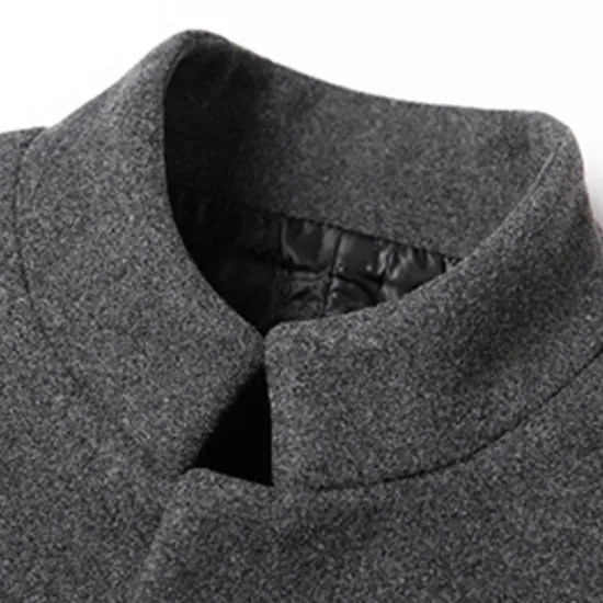 Outlet OUKU Men's Winter Coat Overcoat Trench Coat Business Daily Wear Winter POLY Thermal Warm Outdoor Outerwear Clothing Apparel Fashion Warm Ups Solid Colored Pocket Standing Collar Single Breasted Two-button