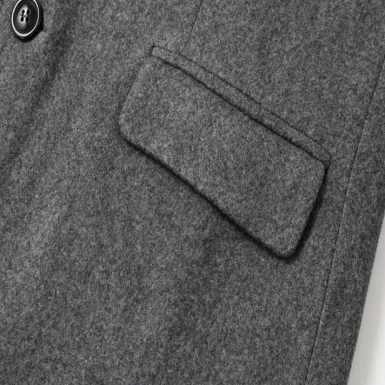Outlet OUKU Men's Winter Coat Overcoat Trench Coat Business Daily Wear Winter POLY Thermal Warm Outdoor Outerwear Clothing Apparel Fashion Warm Ups Solid Colored Pocket Standing Collar Single Breasted Two-button