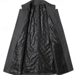 Outlet OUKU Men's Winter Coat Overcoat Trench Coat Business Daily Wear Winter POLY Thermal Warm Outdoor Outerwear Clothing Apparel Fashion Warm Ups Solid Colored Pocket Standing Collar Single Breasted Two-button