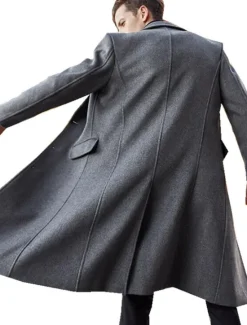 Outlet OUKU Men's Winter Coat Overcoat Trench Coat Outdoor Daily Wear Fall & Winter Polyester Warm Outerwear Clothing Apparel Fashion Streetwear Plain Pocket Turndown Single Breasted