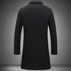 OUKU Men's Winter Coat Overcoat Long Trench Coat Outdoor Daily Wear Fall & Winter 95% Polyester 5% Spandex Outerwear Clothing Apparel Fashion Streetwear Plain Lapel Double Breasted