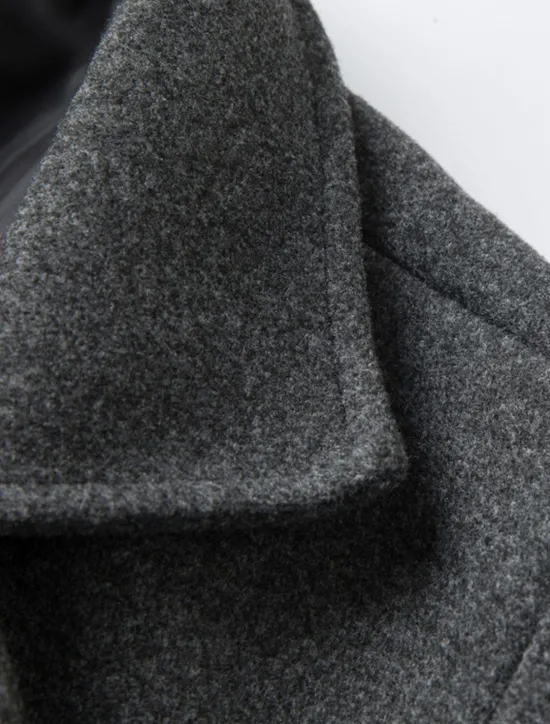 Online OUKU Men's Winter Coat Overcoat Long Trench Coat Outdoor Daily Wear Fall Winter Polyester Outerwear Clothing Apparel Fashion Streetwear Plain Lapel Double Breasted