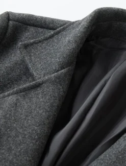 Online OUKU Men's Winter Coat Overcoat Long Trench Coat Outdoor Daily Wear Fall Winter Polyester Outerwear Clothing Apparel Fashion Streetwear Plain Lapel Double Breasted