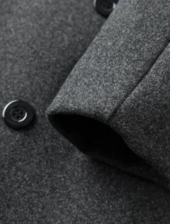Online OUKU Men's Winter Coat Overcoat Long Trench Coat Outdoor Daily Wear Fall Winter Polyester Outerwear Clothing Apparel Fashion Streetwear Plain Lapel Double Breasted