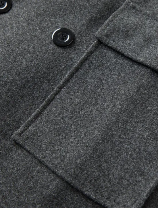 Online OUKU Men's Winter Coat Overcoat Long Trench Coat Outdoor Daily Wear Fall Winter Polyester Outerwear Clothing Apparel Fashion Streetwear Plain Lapel Double Breasted