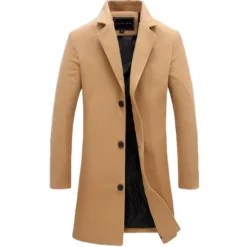 Discount OUKU Men's Winter Coat Overcoat Business Casual Winter Polyester Thermal Warm Windbreaker Outerwear Clothing Apparel Business Classical