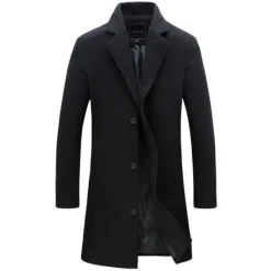 Discount OUKU Men's Winter Coat Overcoat Business Casual Winter Polyester Thermal Warm Windbreaker Outerwear Clothing Apparel Business Classical