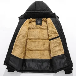New OUKU Men's Winter Coat Parka Pocket Polyster Fleece lined Vacation Daily Wear Date Regular Fashion Casual Comfortable Thermal Warm Fall & Winter Solid / Plain Color Puffer Jacket Black