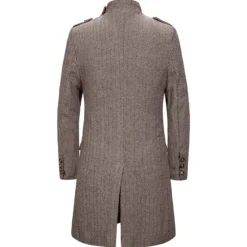 Outlet OUKU Men's Winter Coat Peacoat Coat Business Casual Winter Cotton Blend Warm Outerwear Clothing Apparel Stylish Classic & Timeless non-printing Solid Color Pocket Stand Collar Double Breasted