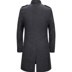 Outlet OUKU Men's Winter Coat Peacoat Coat Business Casual Winter Cotton Blend Warm Outerwear Clothing Apparel Stylish Classic & Timeless non-printing Solid Color Pocket Stand Collar Double Breasted