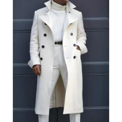 Hot OUKU Men's Winter Coat Peacoat Business Casual Winter Polyester Windproof Warm Outerwear Clothing Apparel Stylish Casual non-printing Pure Color Pocket Stand Collar Single Breasted