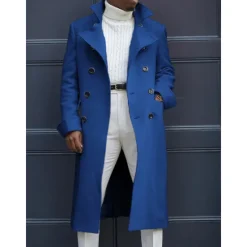 Hot OUKU Men's Winter Coat Peacoat Business Casual Winter Polyester Windproof Warm Outerwear Clothing Apparel Stylish Casual non-printing Pure Color Pocket Stand Collar Single Breasted