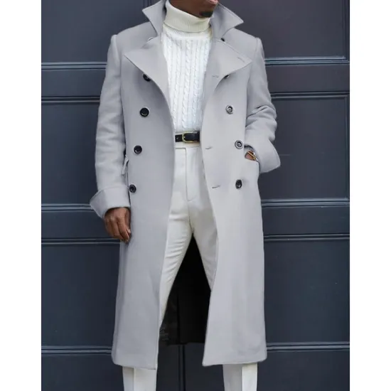 Hot OUKU Men's Winter Coat Peacoat Business Casual Winter Polyester Windproof Warm Outerwear Clothing Apparel Stylish Casual non-printing Pure Color Pocket Stand Collar Single Breasted