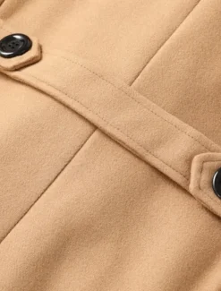 Hot OUKU Men's Winter Coat Peacoat Business Casual Winter Polyester Thermal Warm Windbreaker Outerwear Clothing Apparel Business Classical