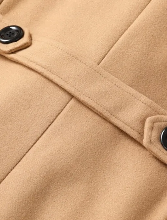 Hot OUKU Men's Winter Coat Peacoat Business Casual Winter Polyester Thermal Warm Windbreaker Outerwear Clothing Apparel Business Classical