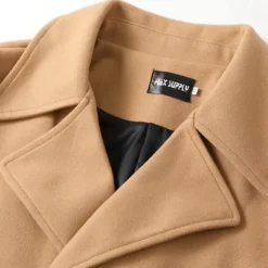 Best OUKU Men's Winter Coat Peacoat Trench Coat Outdoor Daily Wear Fall & Winter 95% polyester 5% cotton Outerwear Clothing Apparel Fashion Streetwear Plain Lapel Double Breasted