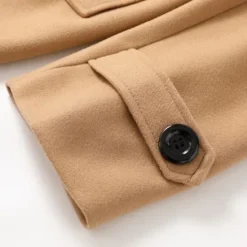 Best OUKU Men's Winter Coat Peacoat Trench Coat Outdoor Daily Wear Fall & Winter 95% polyester 5% cotton Outerwear Clothing Apparel Fashion Streetwear Plain Lapel Double Breasted