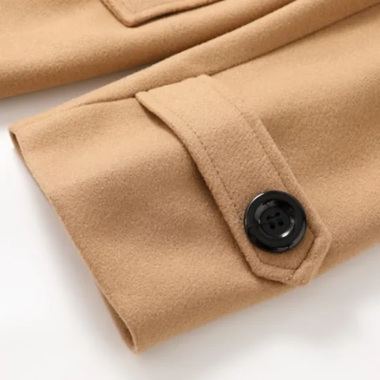 Best OUKU Men's Winter Coat Peacoat Trench Coat Outdoor Daily Wear Fall & Winter 95% polyester 5% cotton Outerwear Clothing Apparel Fashion Streetwear Plain Lapel Double Breasted
