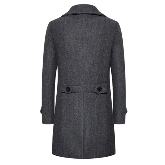Best OUKU Men's Winter Coat Peacoat Trench Coat Outdoor Daily Wear Fall & Winter 95% polyester 5% cotton Outerwear Clothing Apparel Fashion Streetwear Plain Lapel Double Breasted