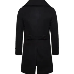 Best OUKU Men's Winter Coat Peacoat Trench Coat Outdoor Daily Wear Fall & Winter 95% polyester 5% cotton Outerwear Clothing Apparel Fashion Streetwear Plain Lapel Double Breasted