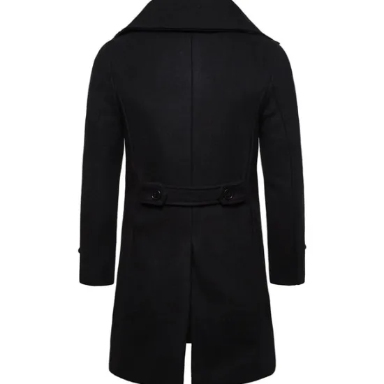 Best OUKU Men's Winter Coat Peacoat Trench Coat Outdoor Daily Wear Fall & Winter 95% polyester 5% cotton Outerwear Clothing Apparel Fashion Streetwear Plain Lapel Double Breasted