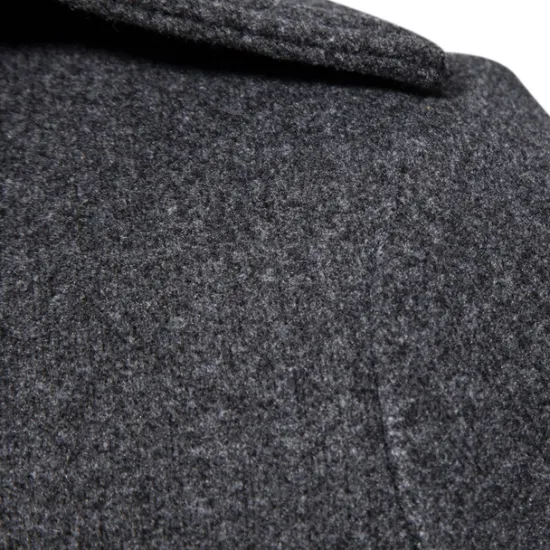 Best OUKU Men's Winter Coat Peacoat Trench Coat Outdoor Daily Wear Fall & Winter 95% polyester 5% cotton Outerwear Clothing Apparel Fashion Streetwear Plain Lapel Double Breasted